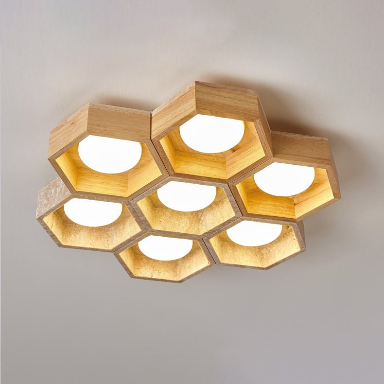 Honeycomb Travertine Ceiling Lamp