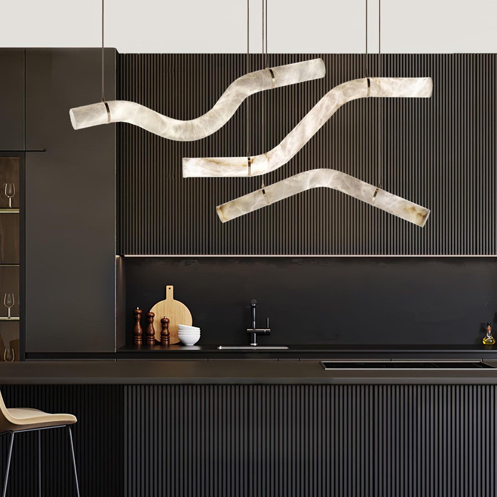Streamlined Alabaster Pendant Lamp