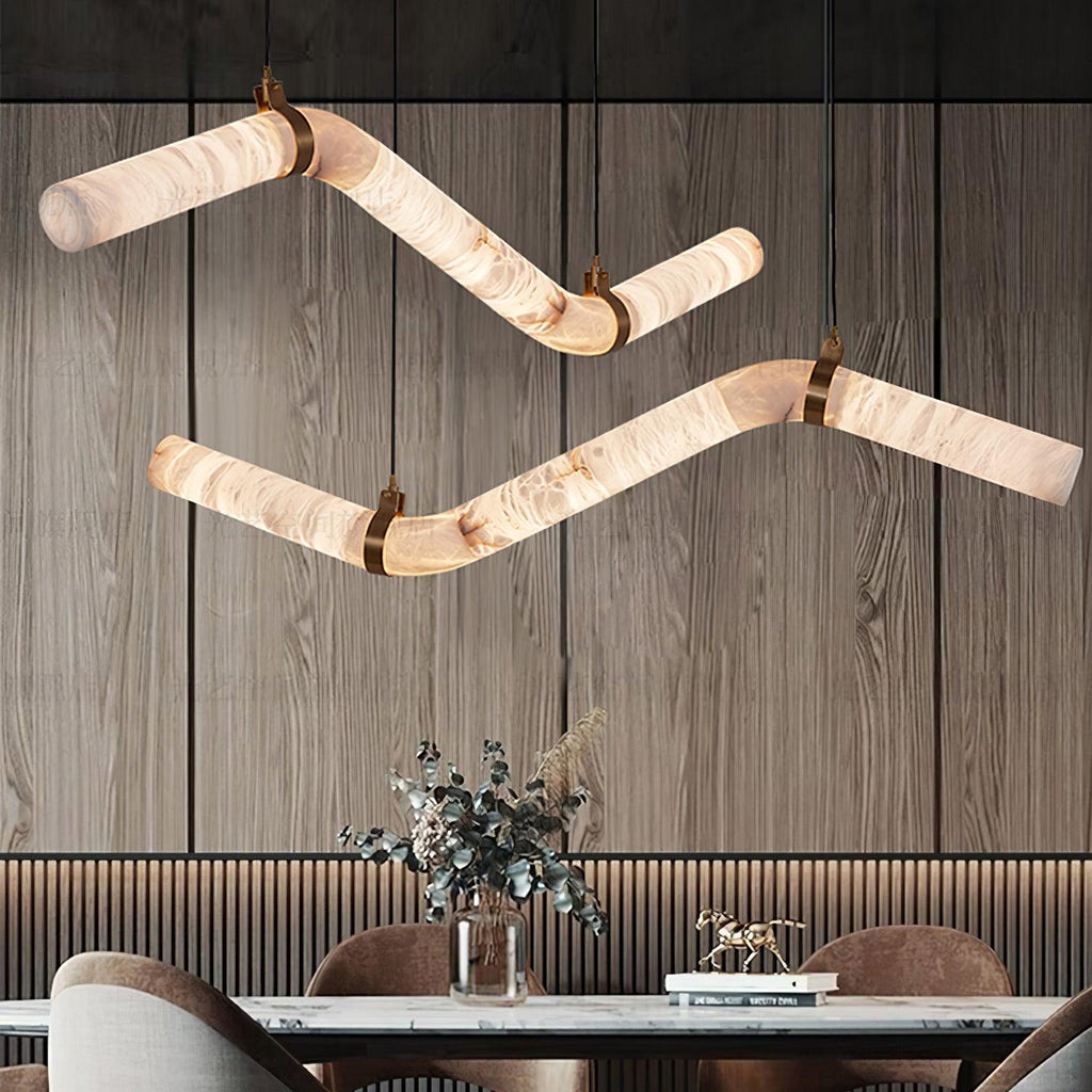 Streamlined Alabaster Pendant Lamp