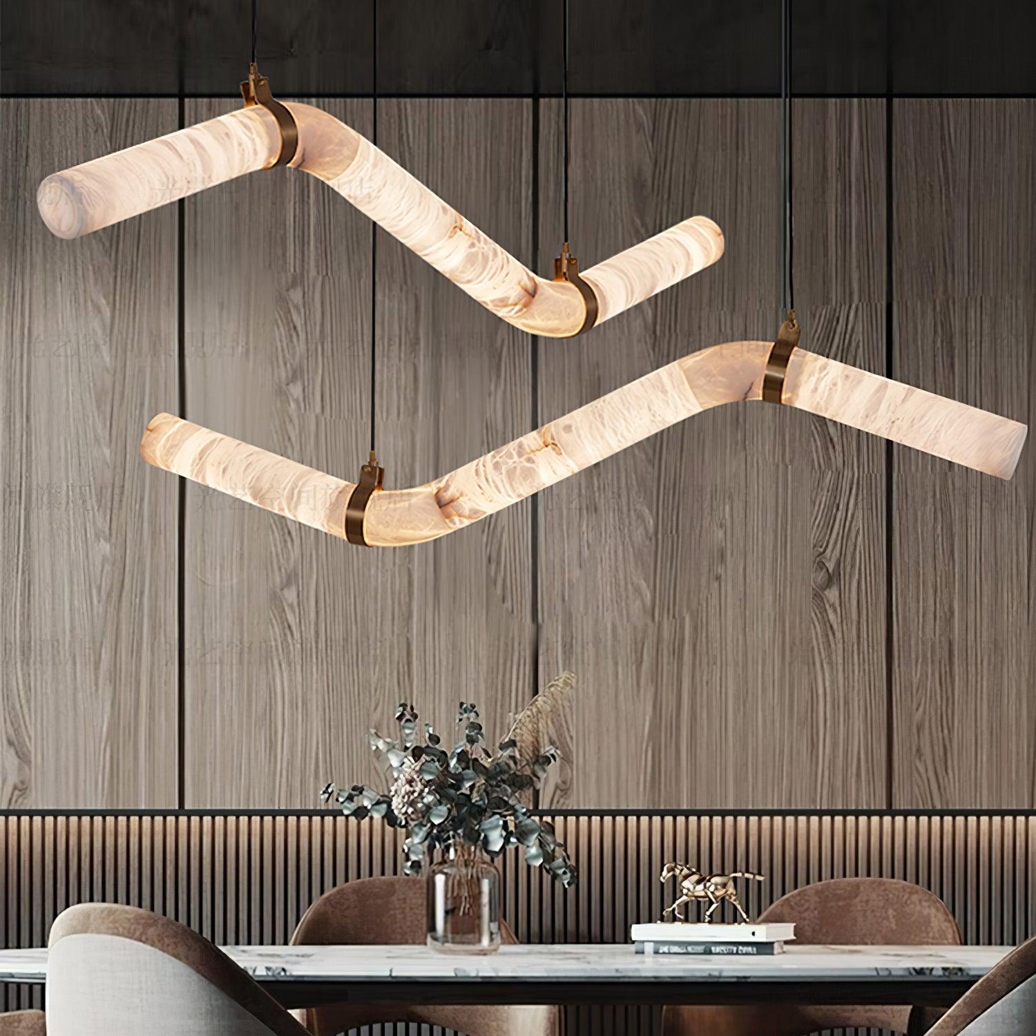 Streamlined Alabaster Pendant Lamp