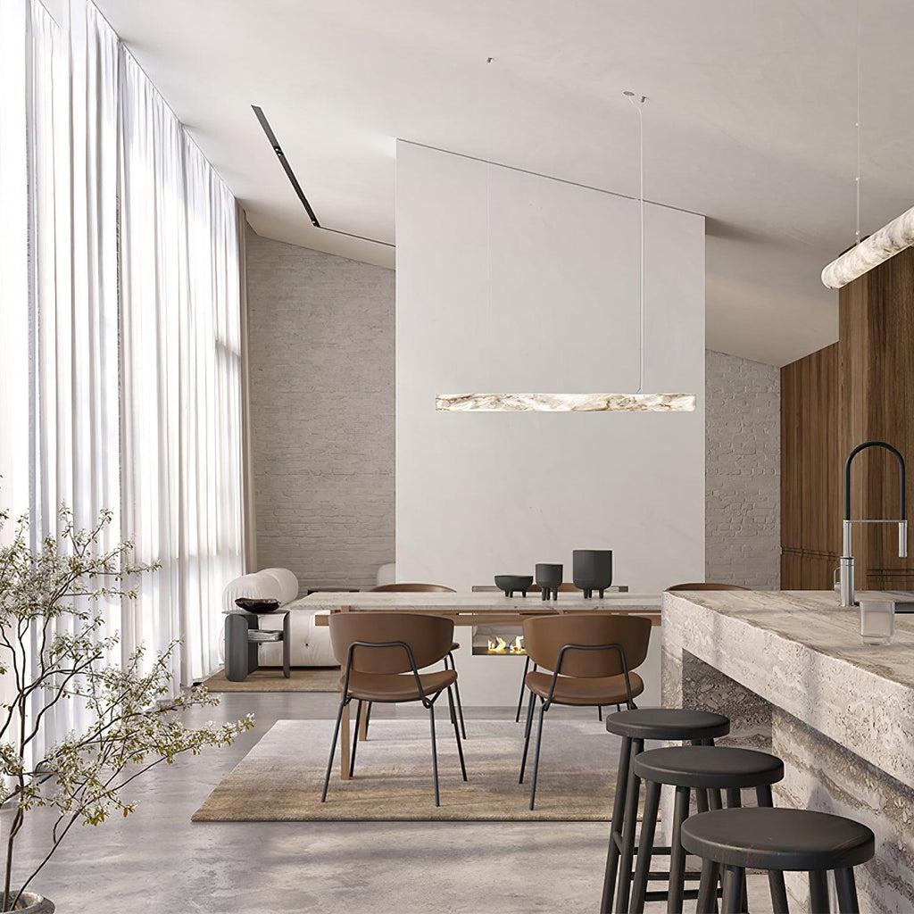 Streamlined Alabaster Pendant Lamp