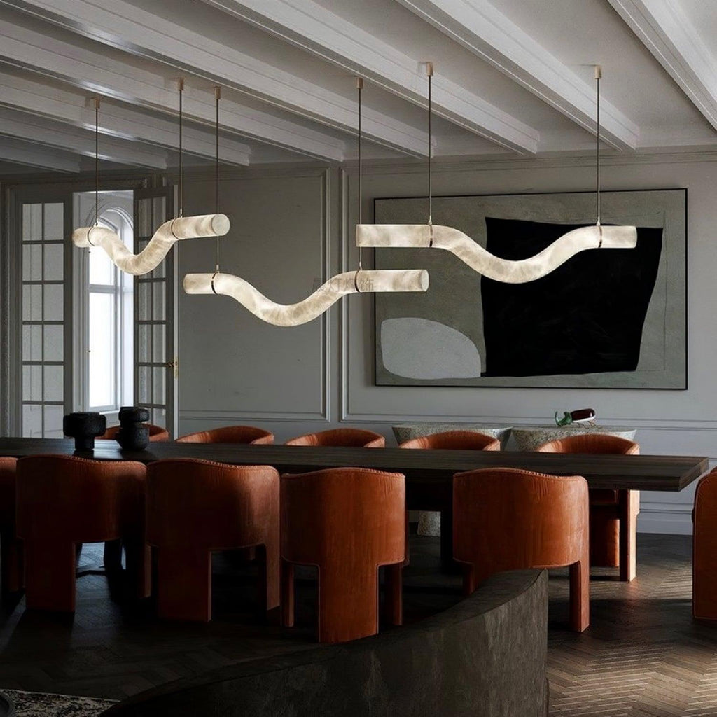 Streamlined Alabaster Pendant Lamp