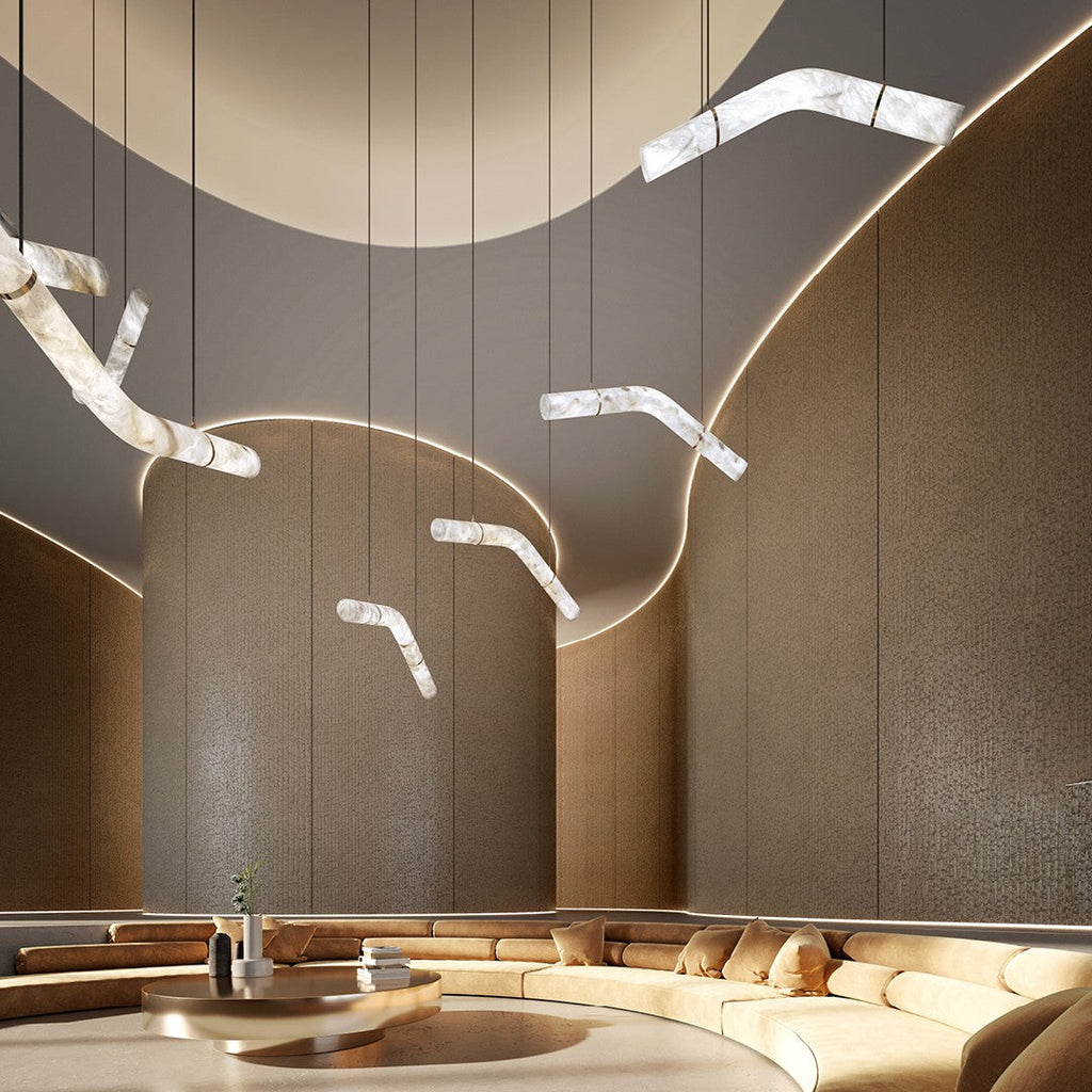 Streamlined Alabaster Pendant Lamp