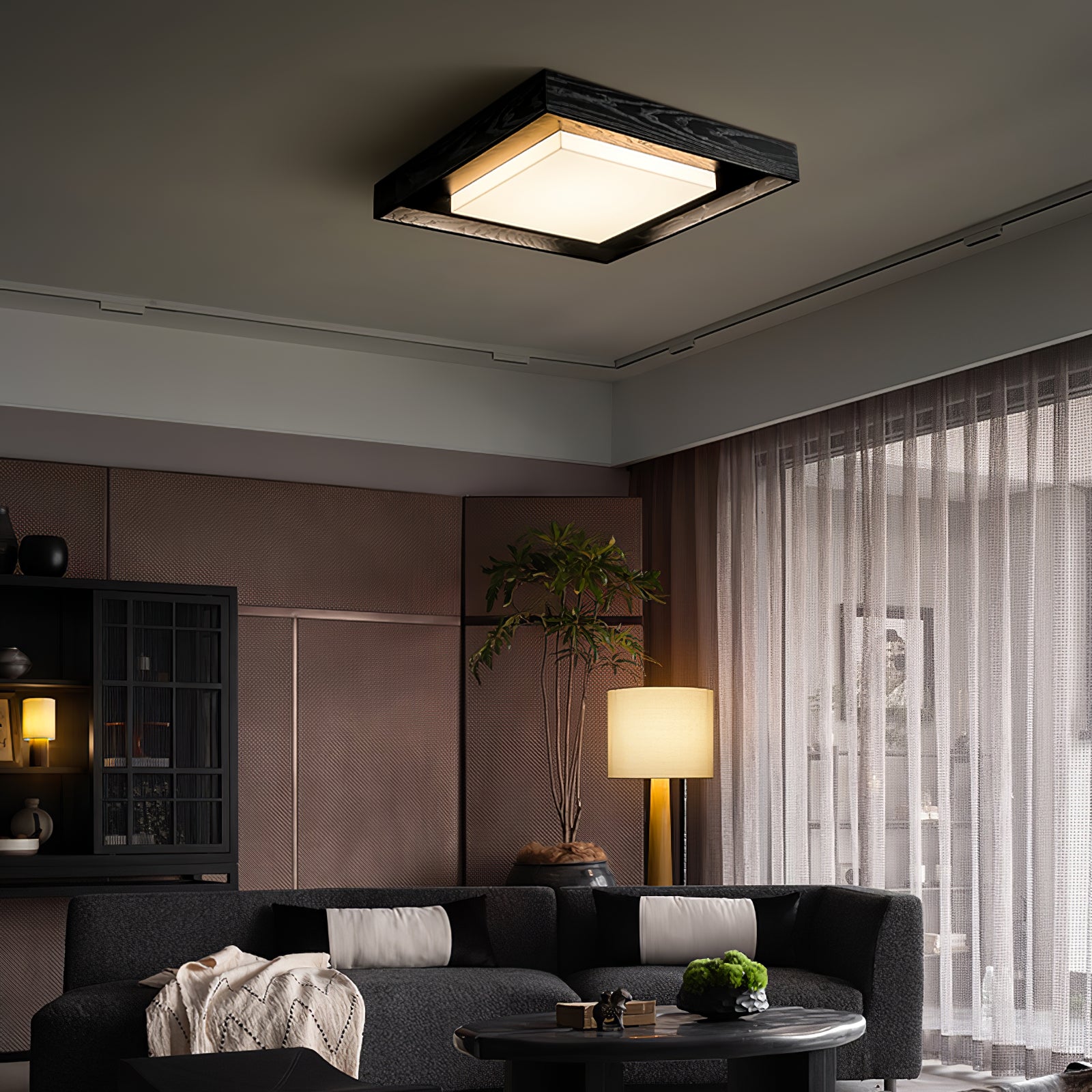 Kurin Wood Frame Ceiling Light