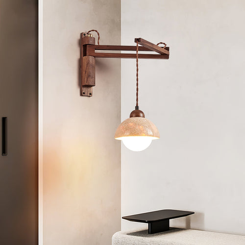 Adjustable Travertine Dome Wall Sconce