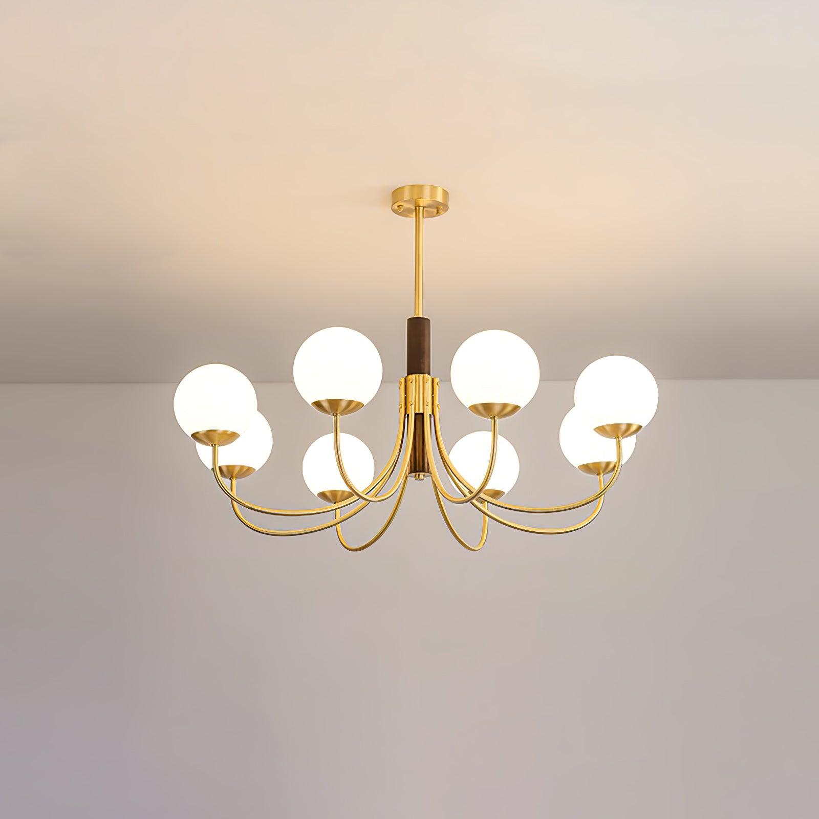 Midas Touch Walnut Sphere Ceiling fixture Chandelier