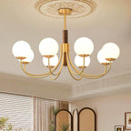Midas Touch Walnut Sphere Ceiling fixture Chandelier