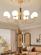 Midas Touch Walnut Sphere Ceiling fixture Chandelier