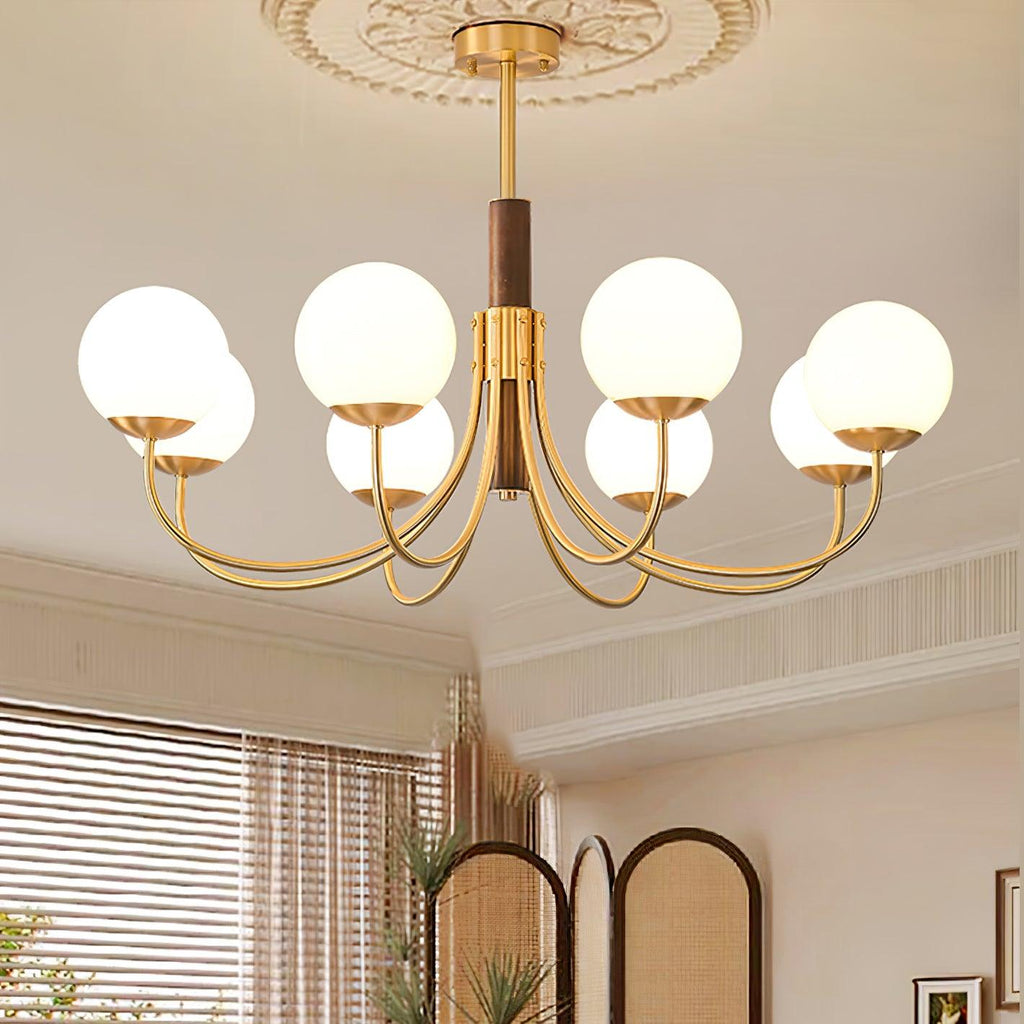 Midas Touch Walnut Sphere Ceiling fixture Chandelier
