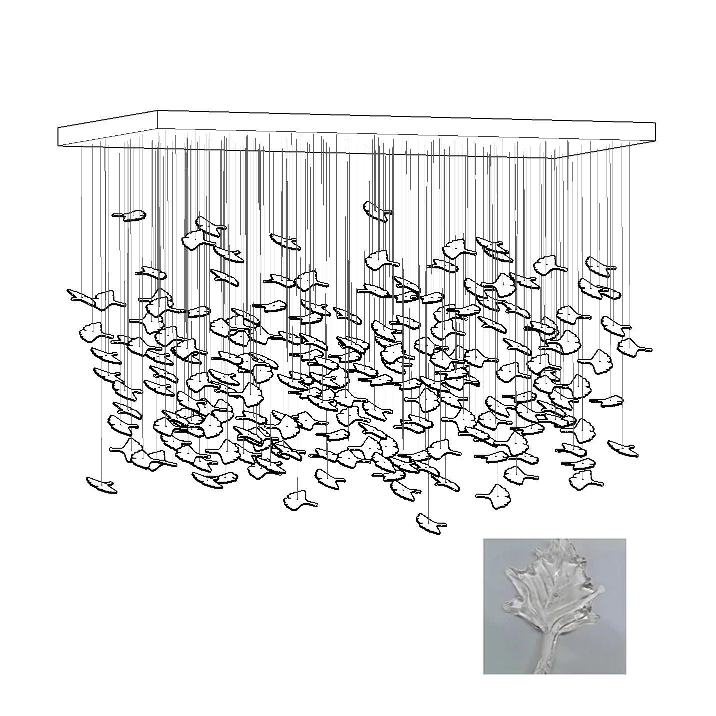 Multicolor Crystal Maple Leaf Electrolier Chandelier