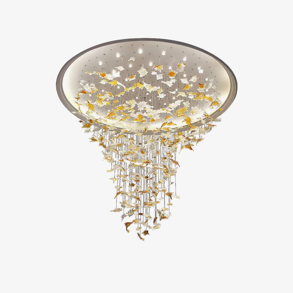 Multicolor Crystal Maple Leaf Electrolier Chandelier