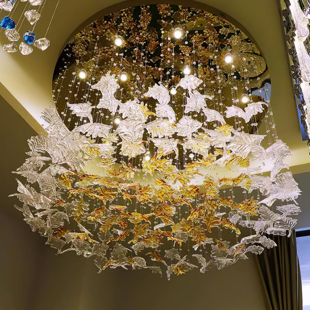 Multicolor Crystal Maple Leaf Electrolier Chandelier