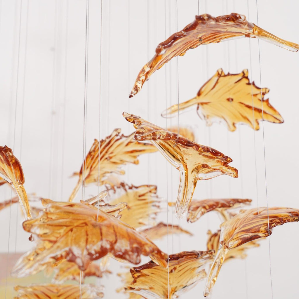 Multicolor Crystal Maple Leaf Electrolier Chandelier