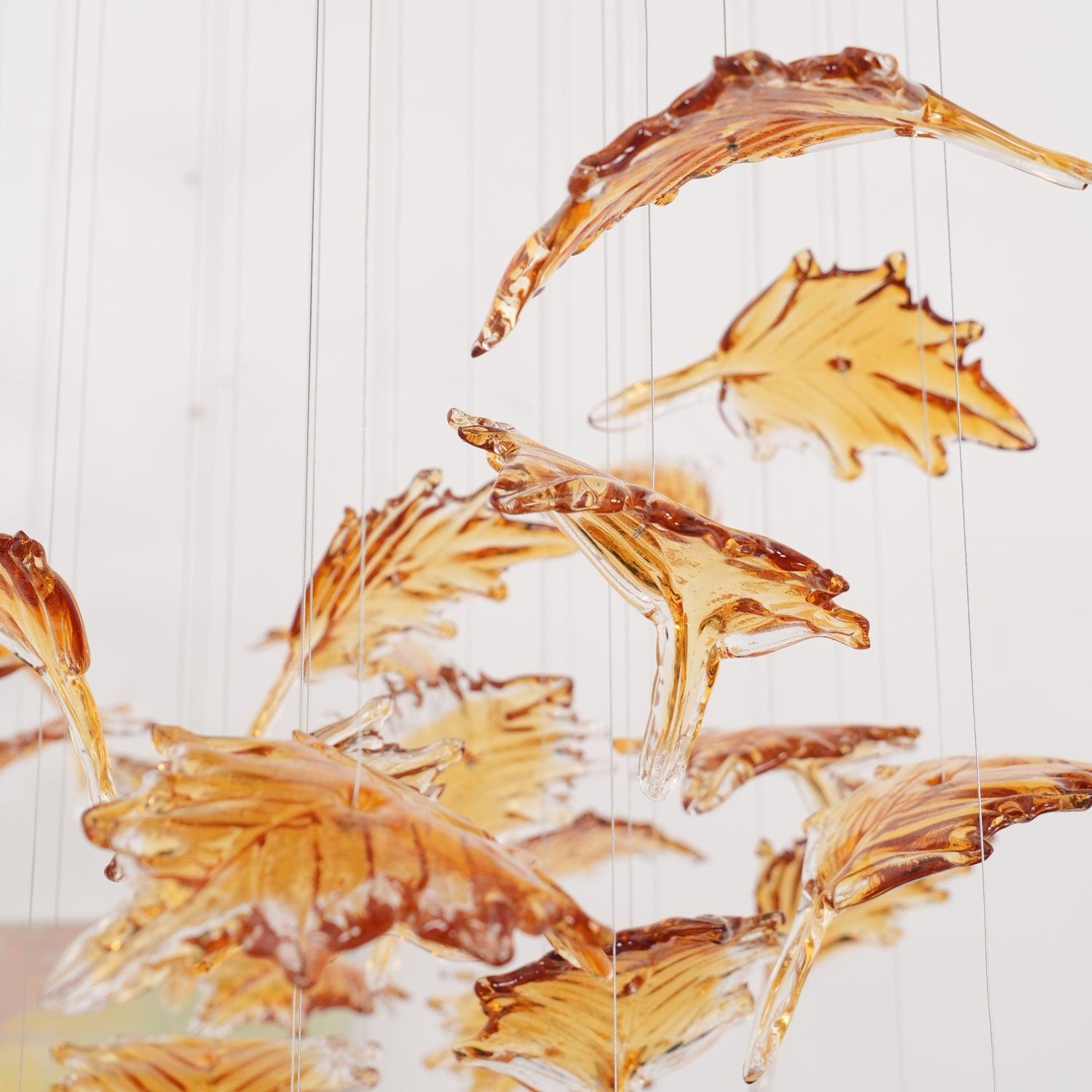 Multicolor Crystal Maple Leaf Electrolier Chandelier