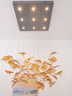 Multicolor Crystal Maple Leaf Electrolier Chandelier
