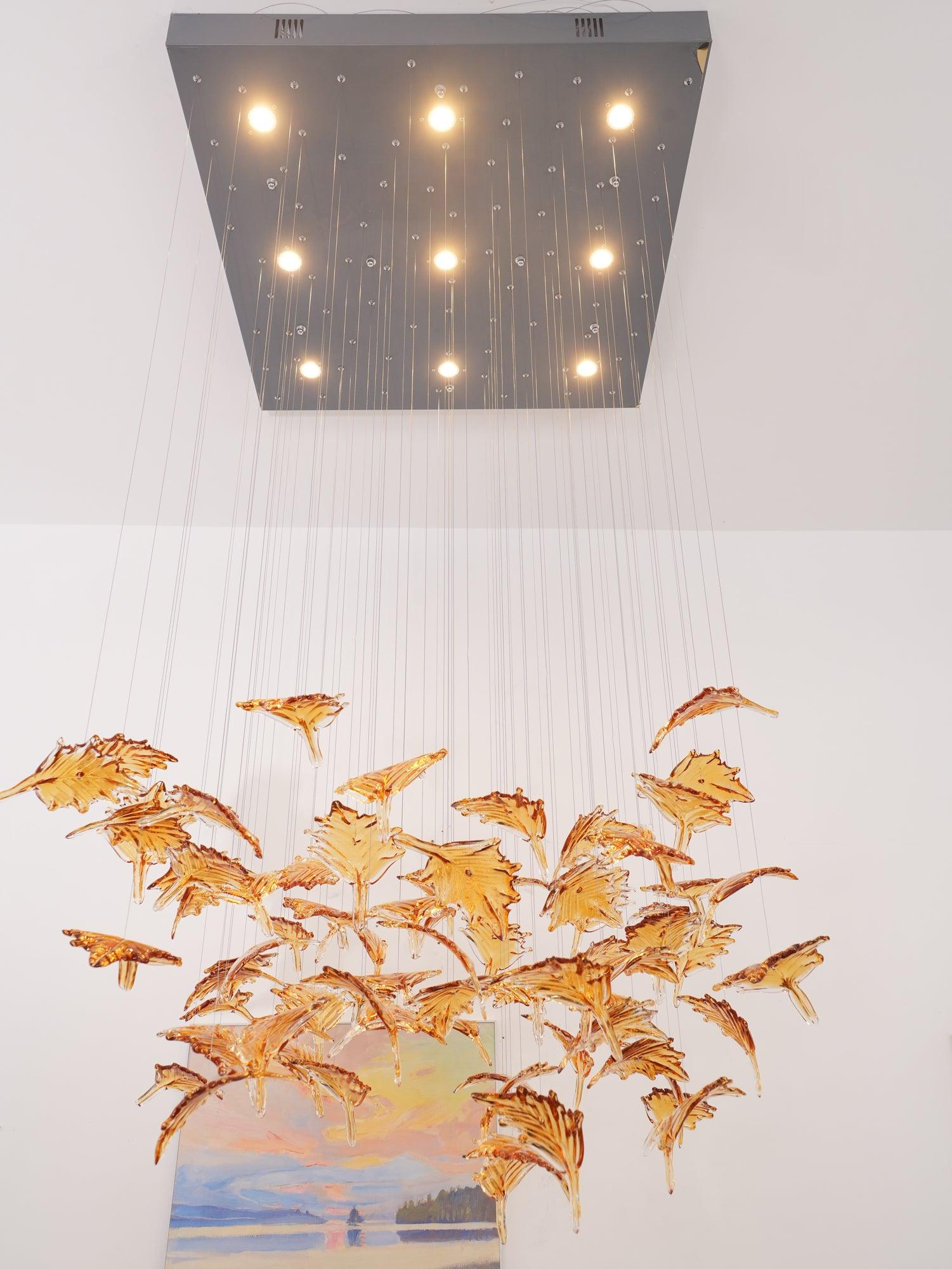 Multicolor Crystal Maple Leaf Electrolier Chandelier