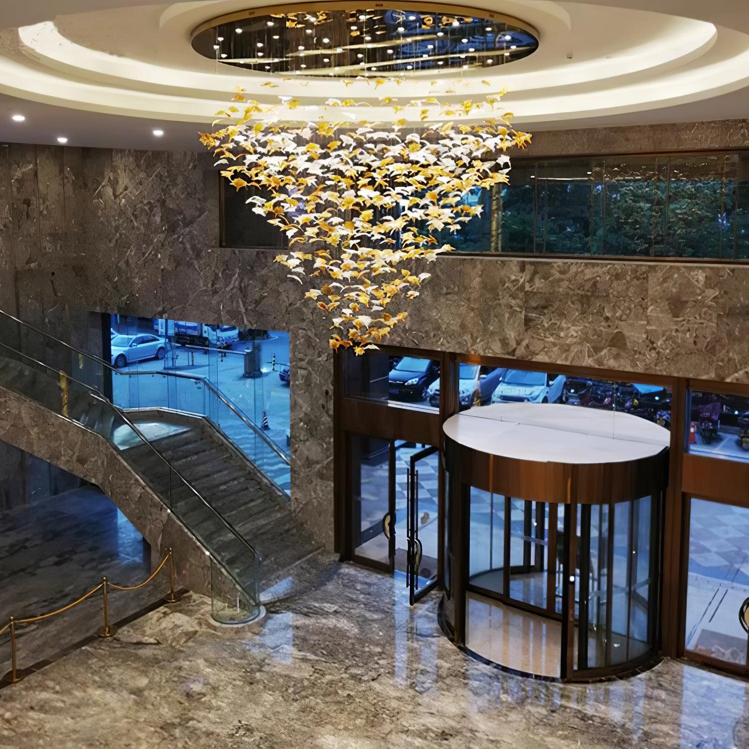 Multicolor Crystal Maple Leaf Electrolier Chandelier