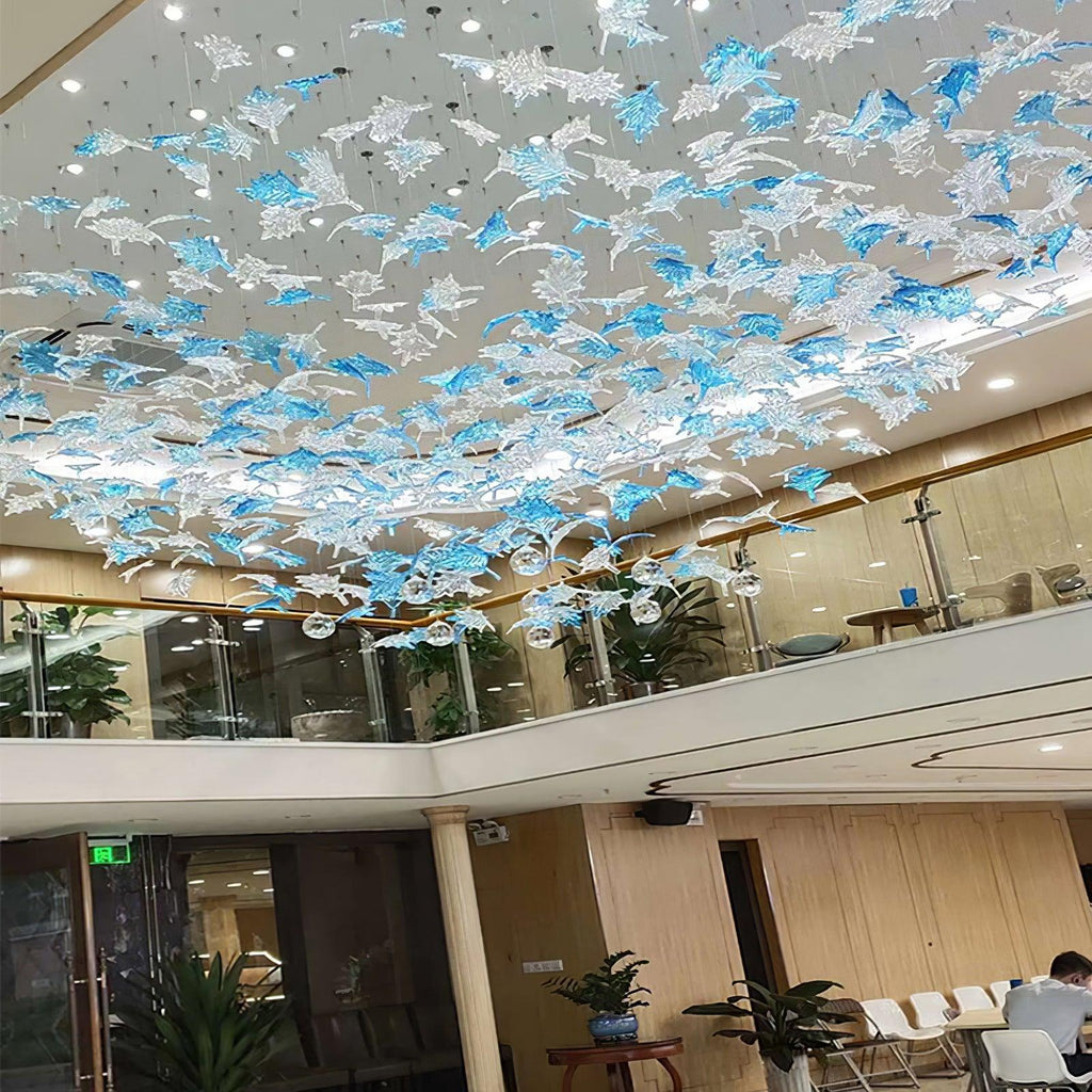 Multicolor Crystal Maple Leaf Electrolier Chandelier