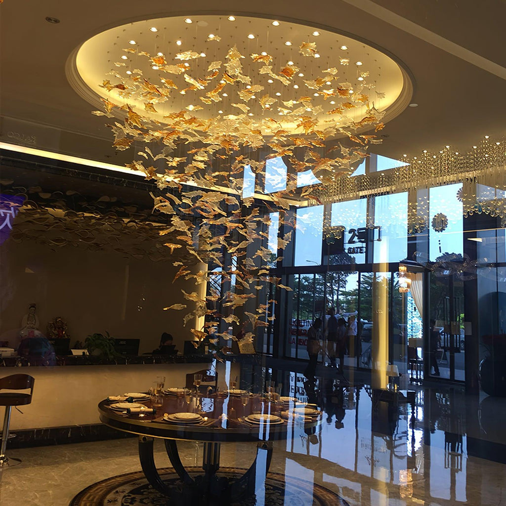 Multicolor Crystal Maple Leaf Electrolier Chandelier