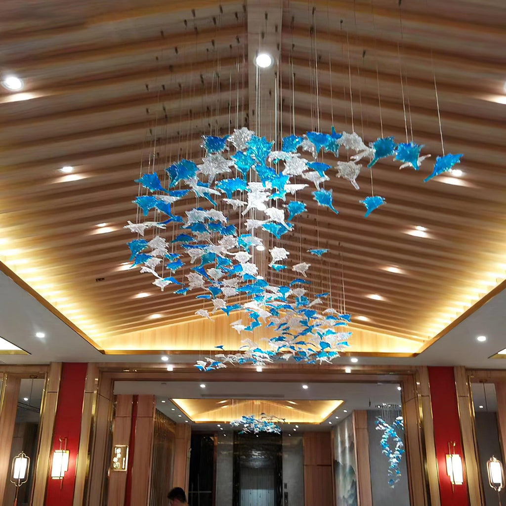 Multicolor Crystal Maple Leaf Electrolier Chandelier