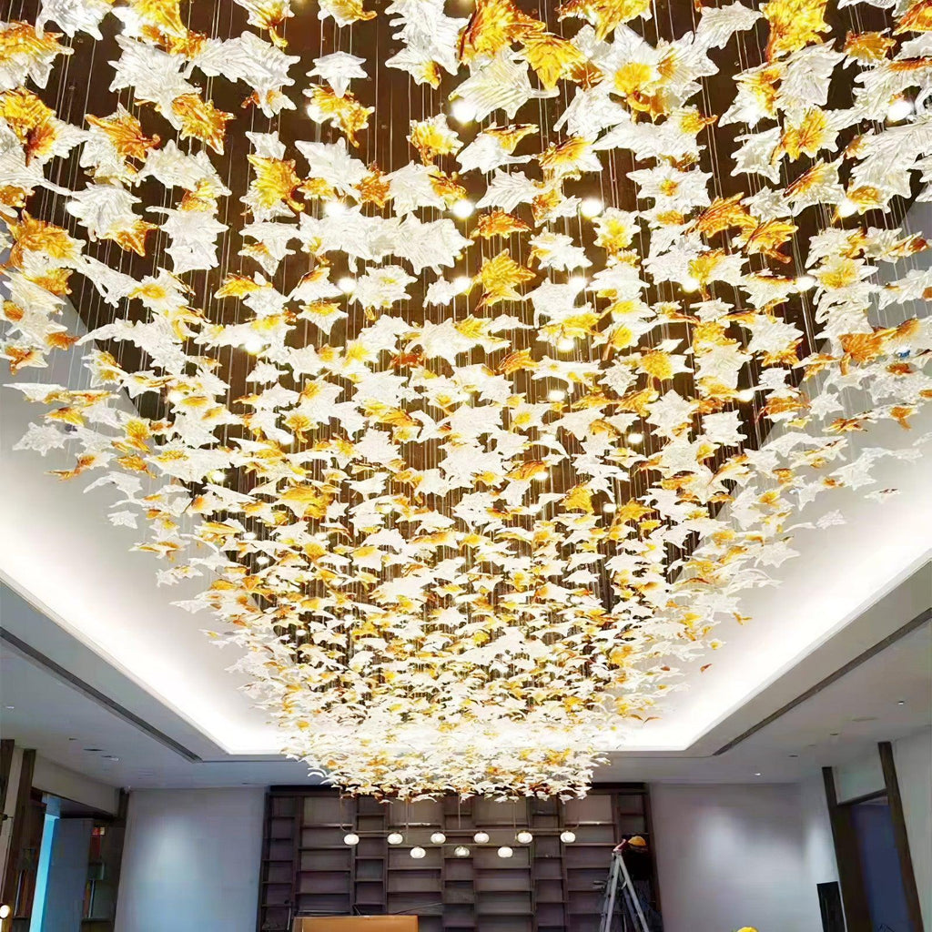 Multicolor Crystal Maple Leaf Electrolier Chandelier