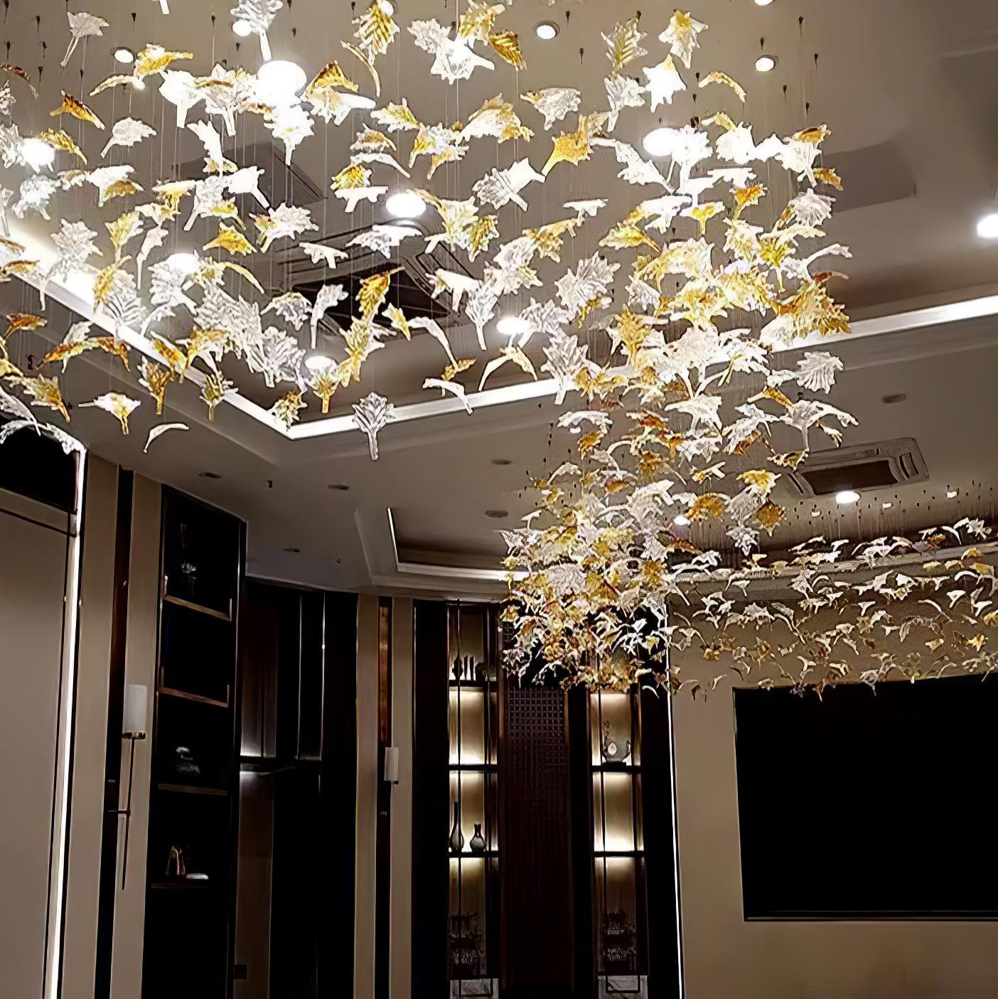 Multicolor Crystal Maple Leaf Electrolier Chandelier