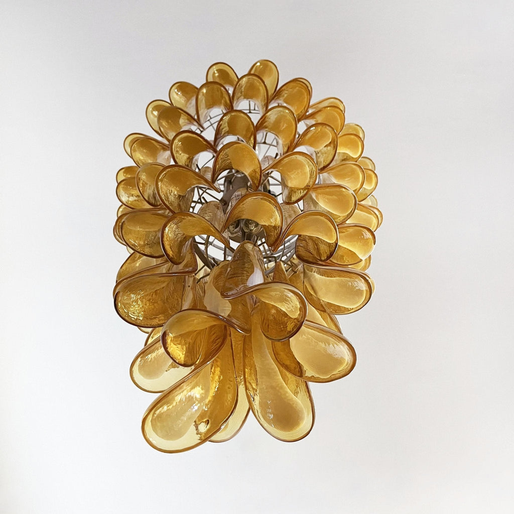 Murano Amber Petals Spiral Electrolier Chandelier