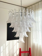 Murano White Glass Petals Chandelier