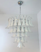 Murano White Glass Petals Chandelier