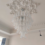 Murano White Glass Petals Chandelier
