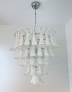 Murano White Glass Petals Chandelier