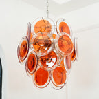 Murano Orange Disk Glass Crown Chandelier