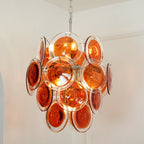 Murano Orange Disk Glass Crown Chandelier