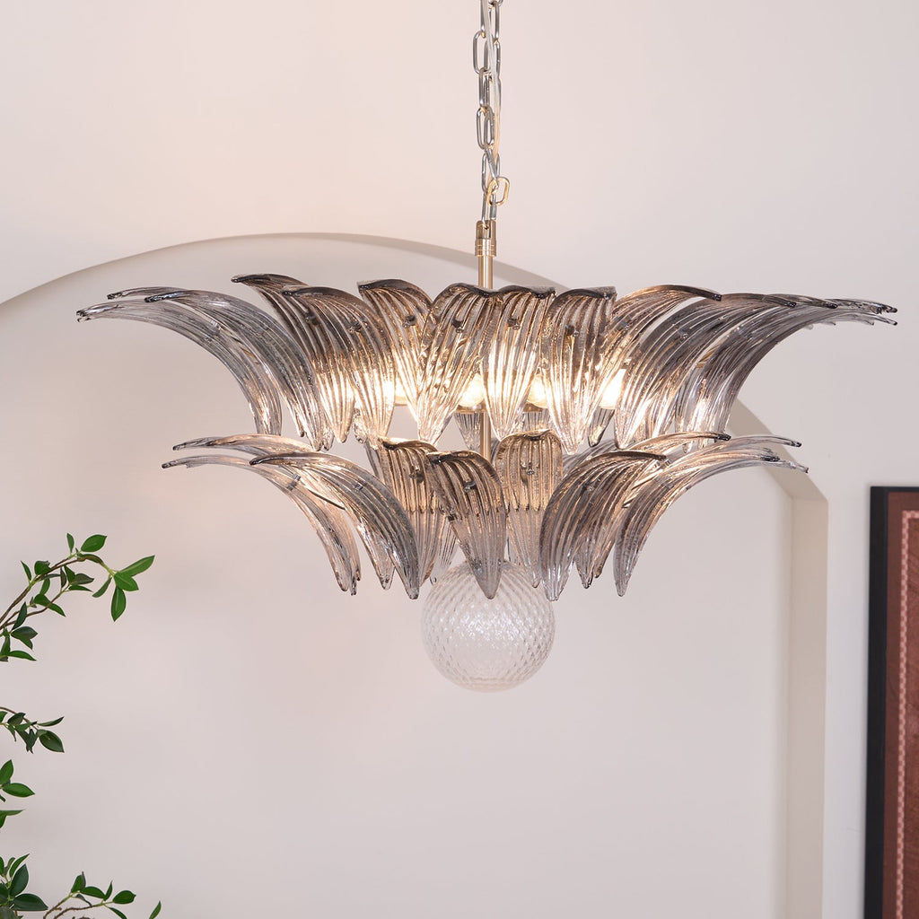Murano Palmette Transparent Candelabrum Chandelier