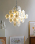Murano Disc White Glass Chandelier