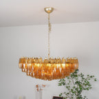 Murano Rhombus Amber Glass Crown Chandelier
