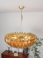 Murano Rhombus Amber Glass Crown Chandelier