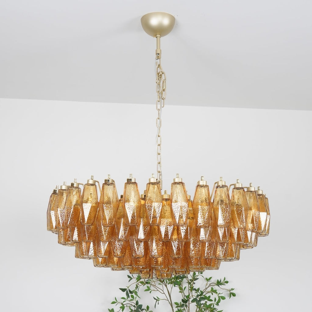 Murano Rhombus Amber Glass Crown Chandelier