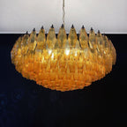 Murano Rhombus Amber Glass Crown Chandelier