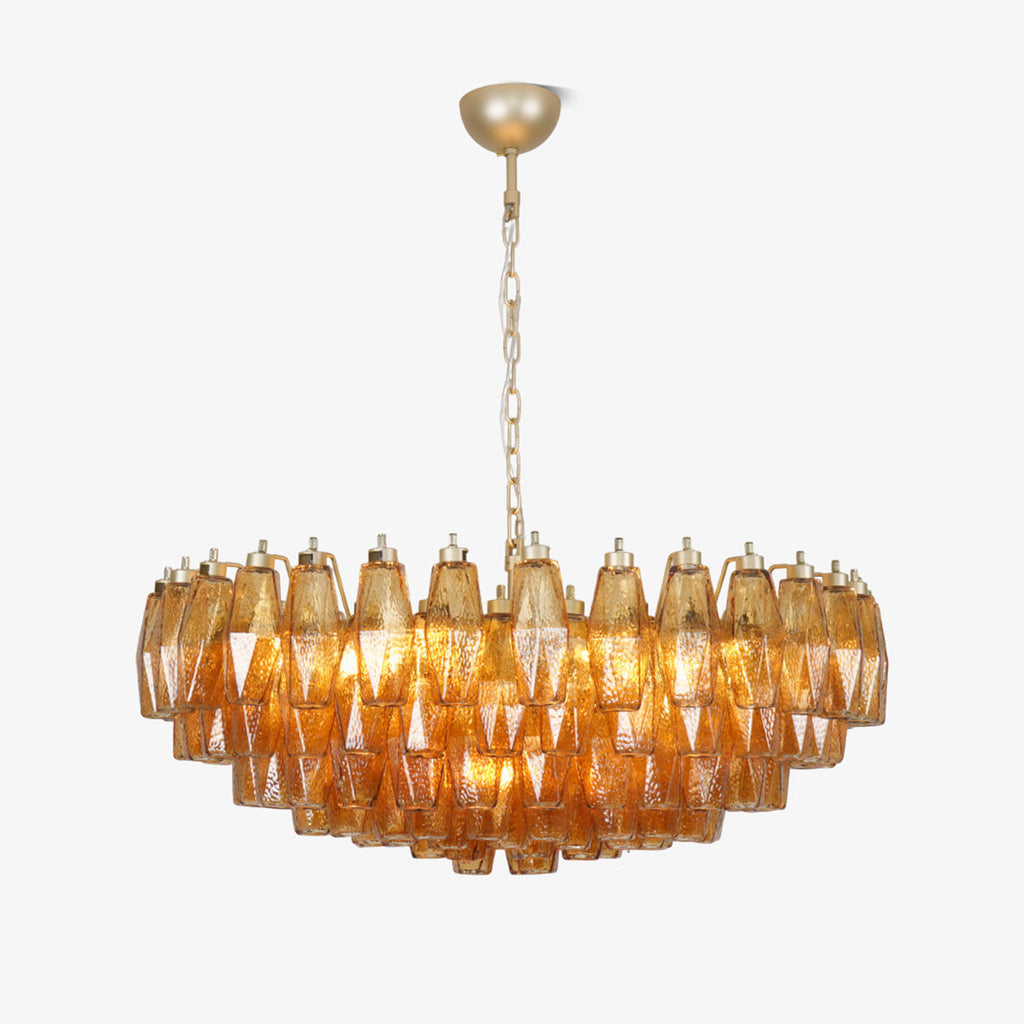 Murano Rhombus Amber Glass Crown Chandelier