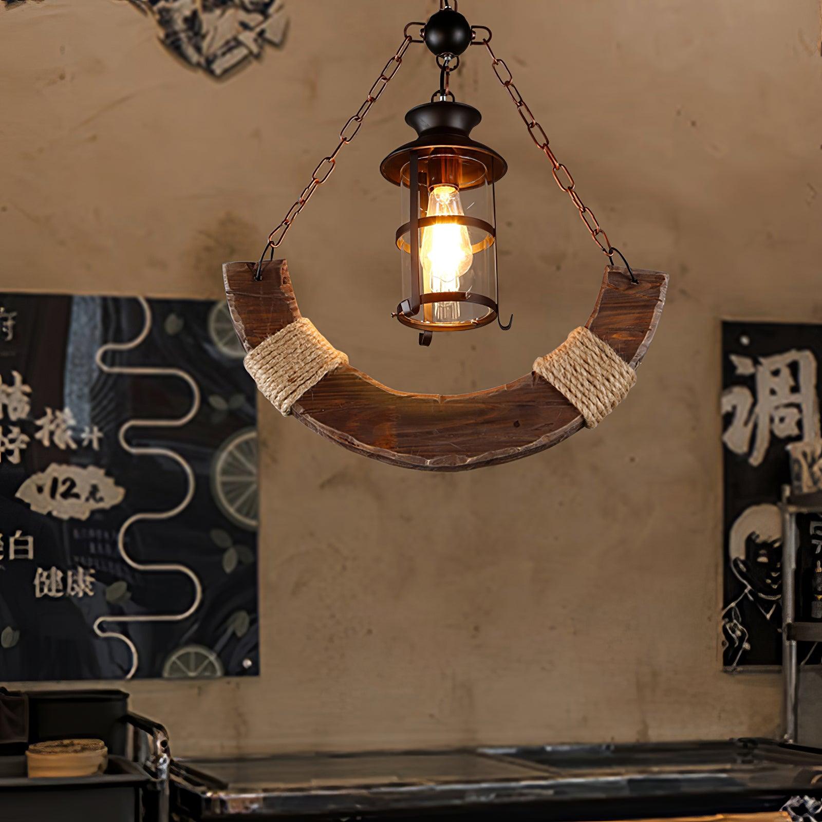 Nautical Industrial Style Wooden Ceiling fixture Chandelier