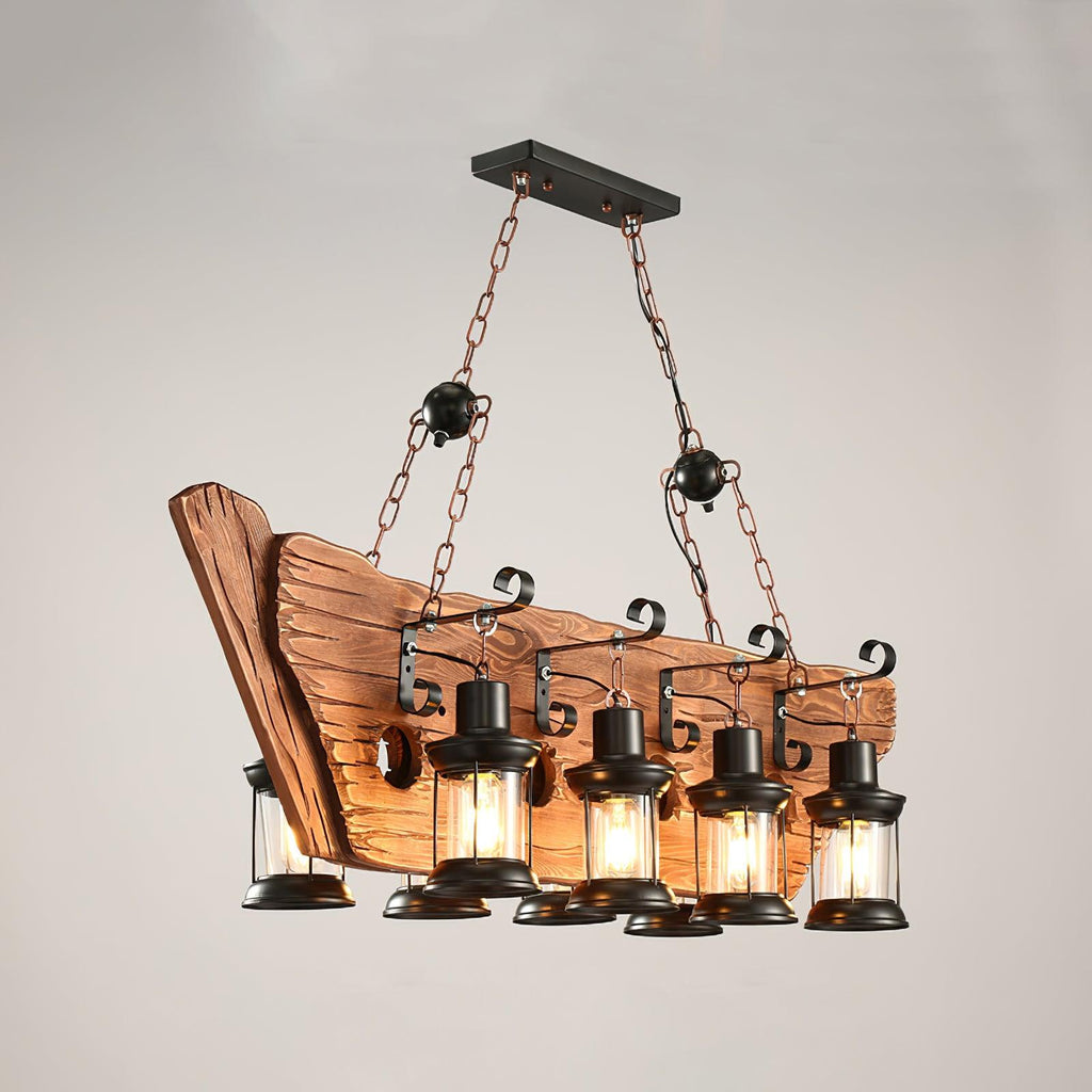 Nautical Industrial Style Wooden Ceiling fixture Chandelier