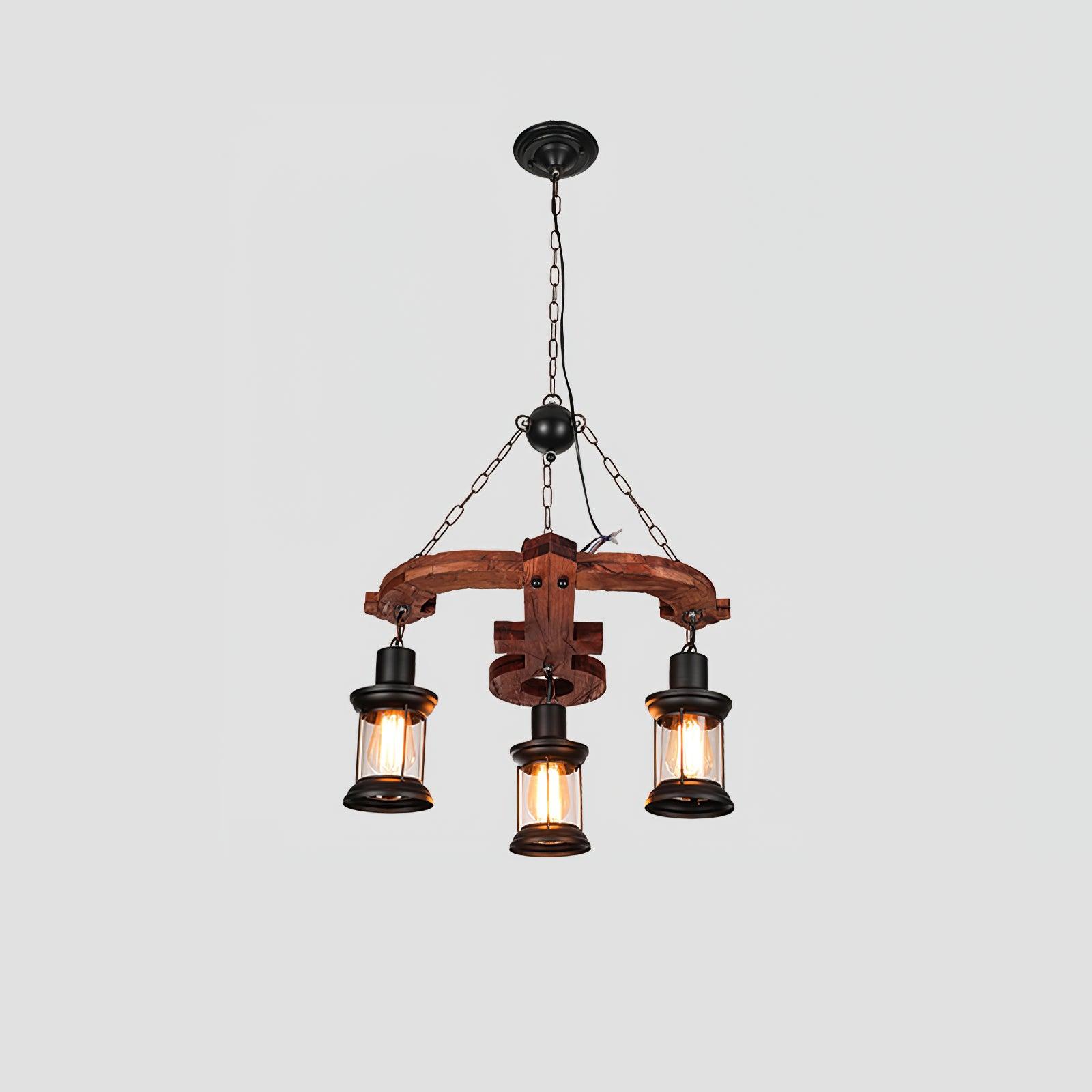 Nautical Industrial Style Wooden Ceiling fixture Chandelier