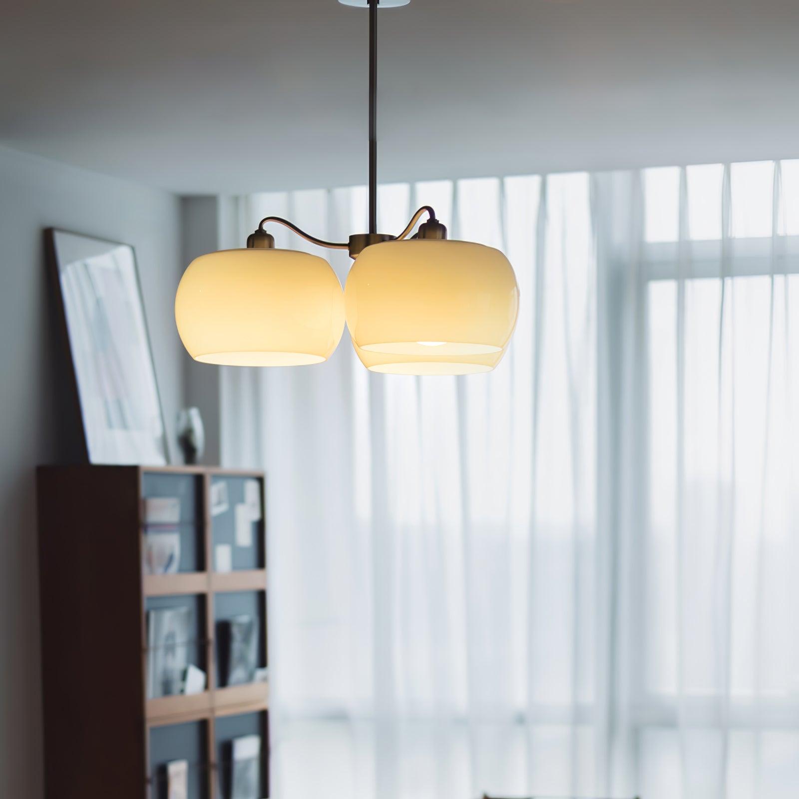 Nickel Glass Persimmon Ceiling fixture Chandelier