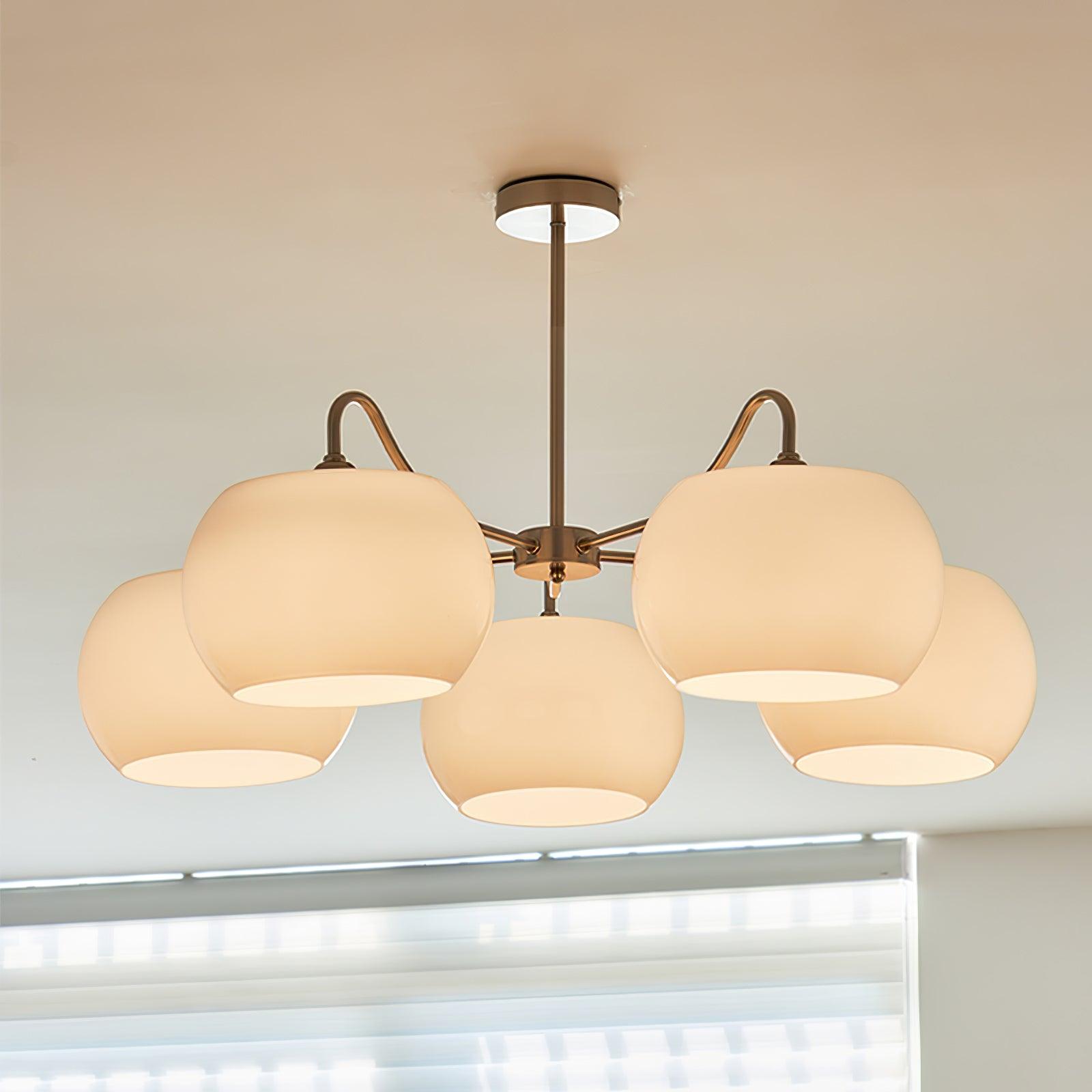 Nickel Glass Persimmon Ceiling fixture Chandelier