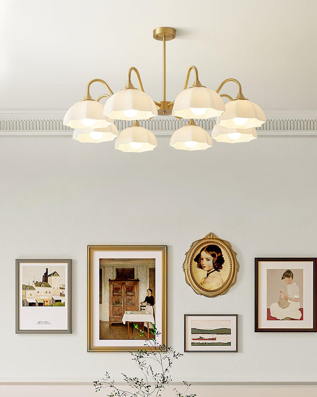 Octagonal Glass Bowl Ceiling fixture Chandelier