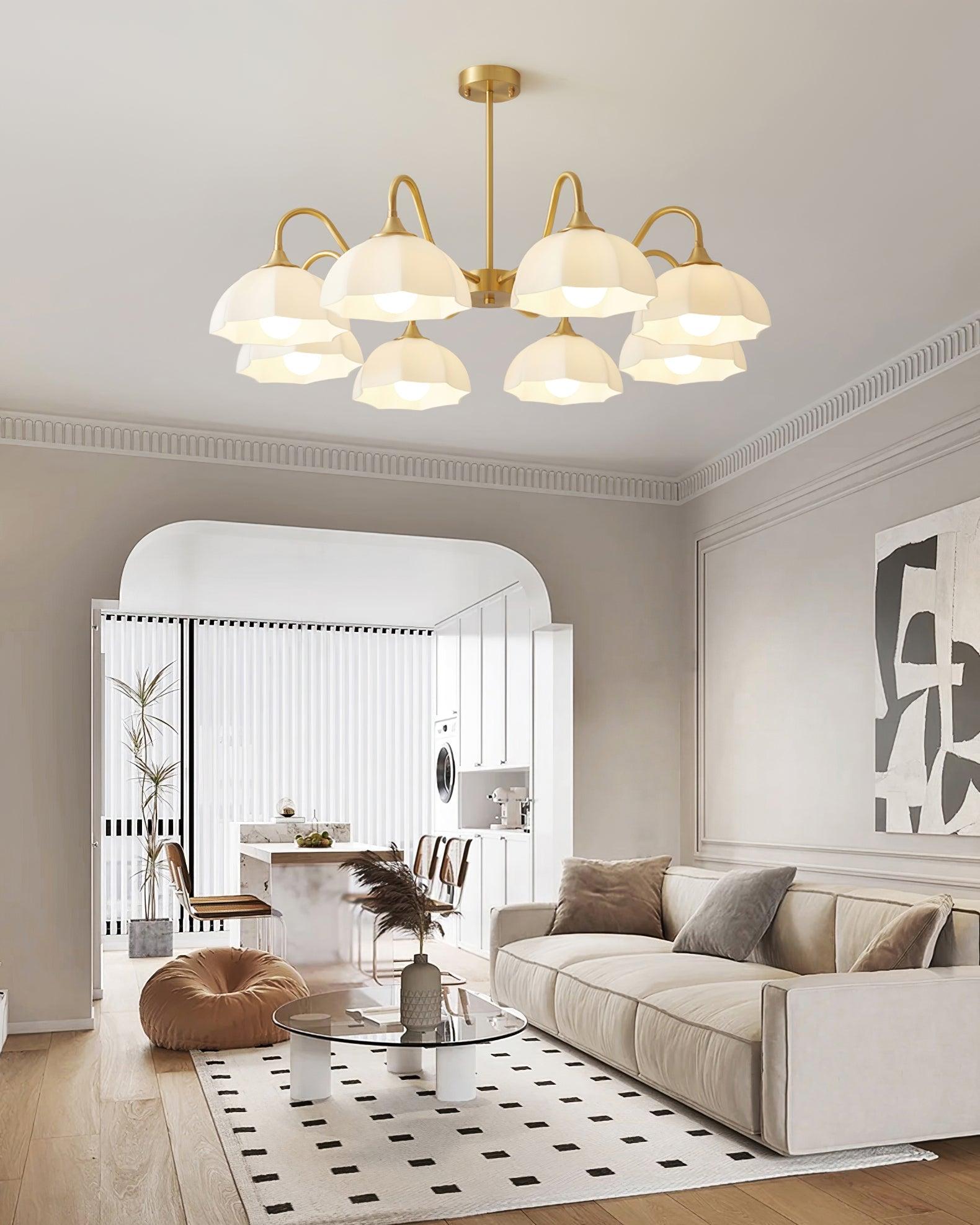 Octagonal Glass Bowl Ceiling fixture Chandelier