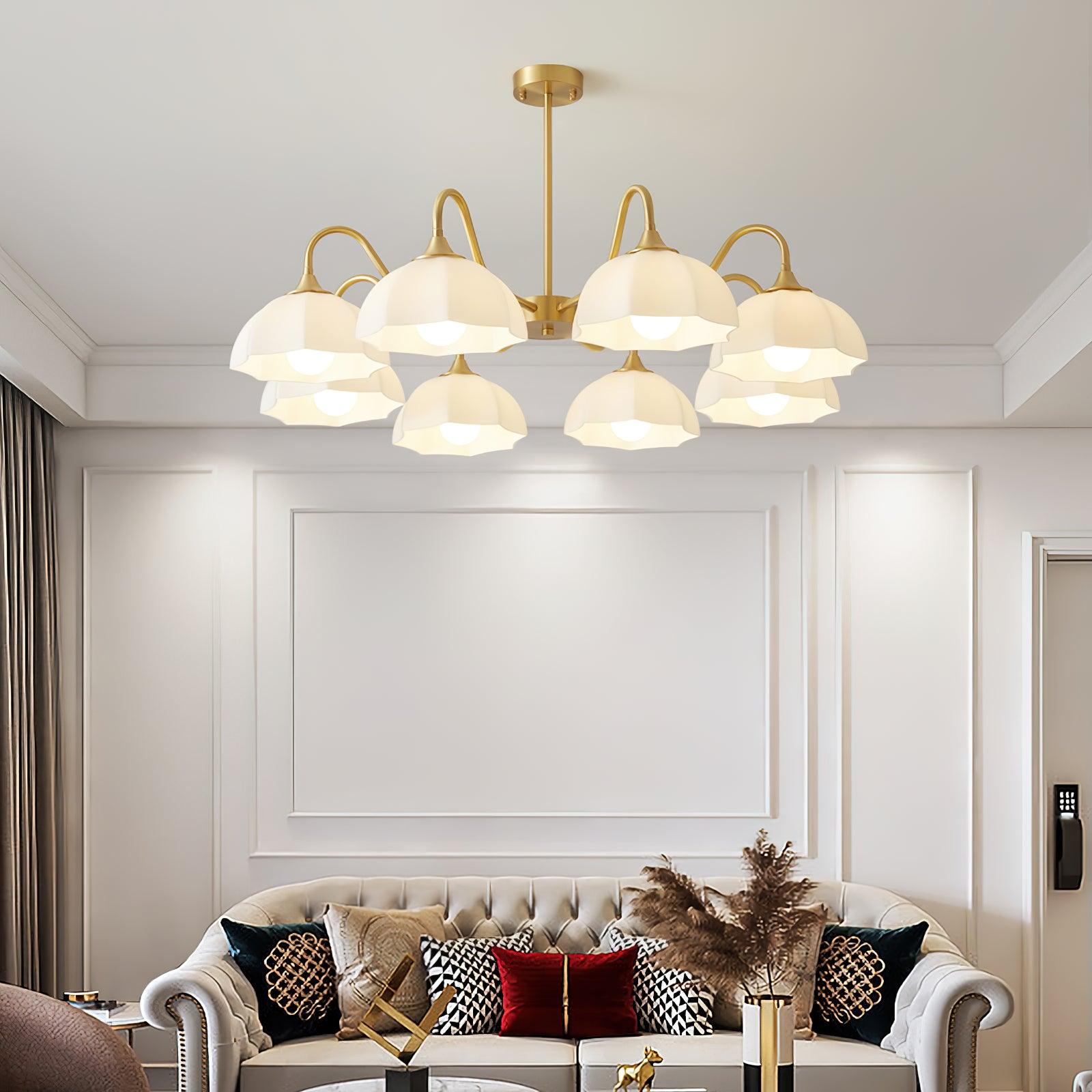 Octagonal Glass Bowl Ceiling fixture Chandelier