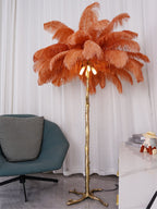 Ostrich Feather Brass Floor-mounted Lamp Floor Lamp