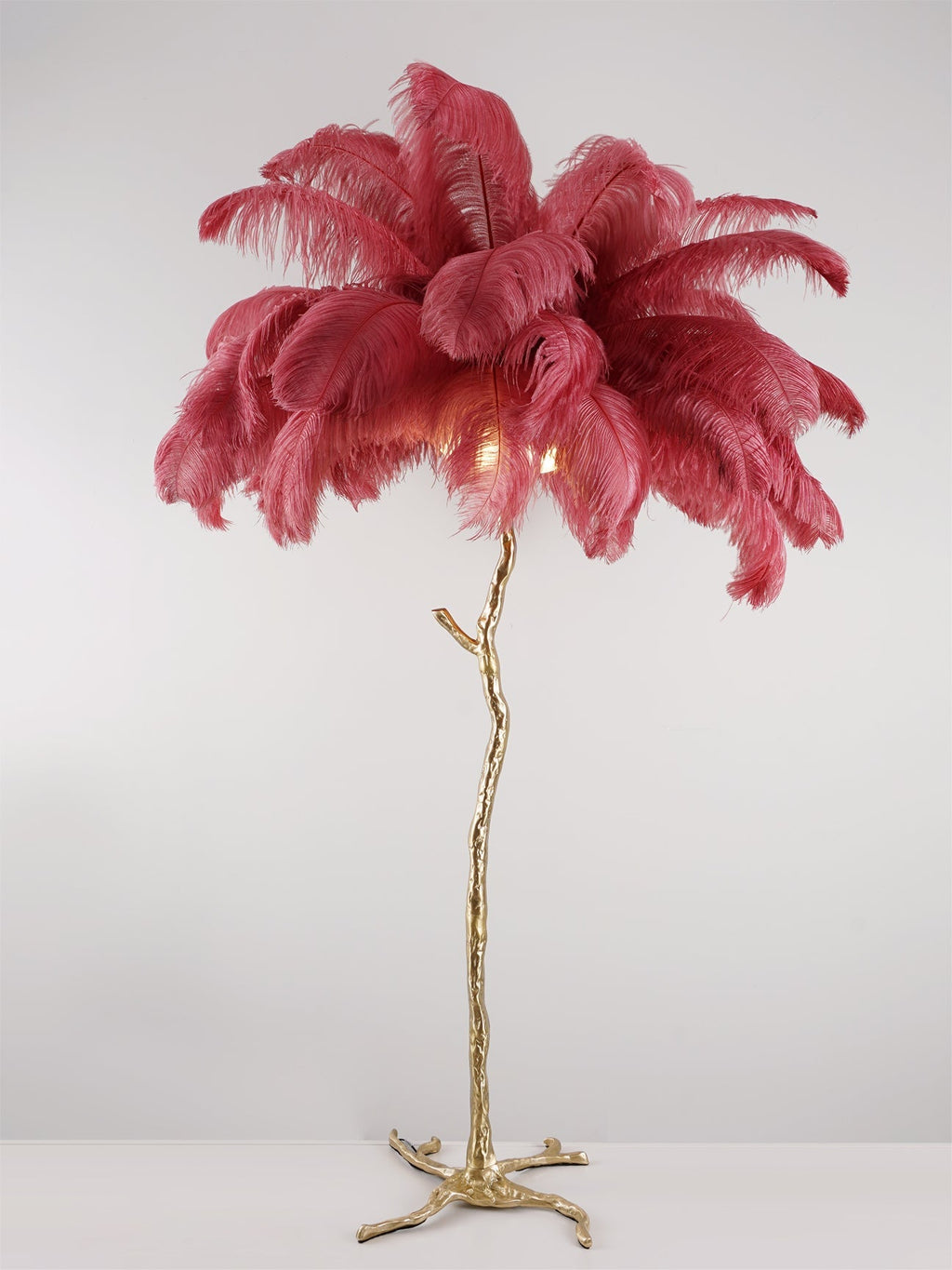 Ostrich Feather Brass Floor-mounted Lamp Floor Lamp